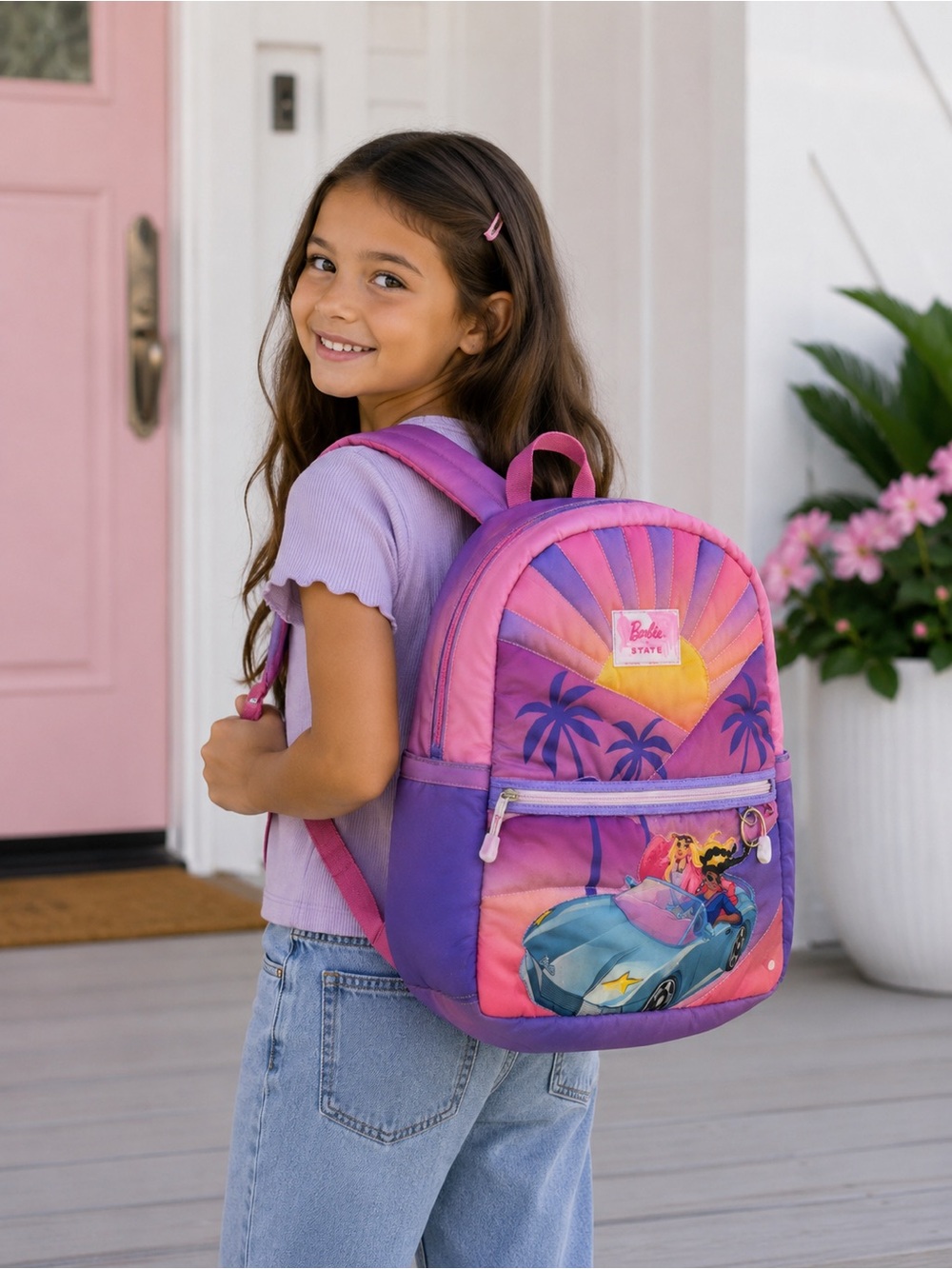 • State Backpack • Kane Barbie Sunset Palm Backpack - Pink, Purple & Yellow